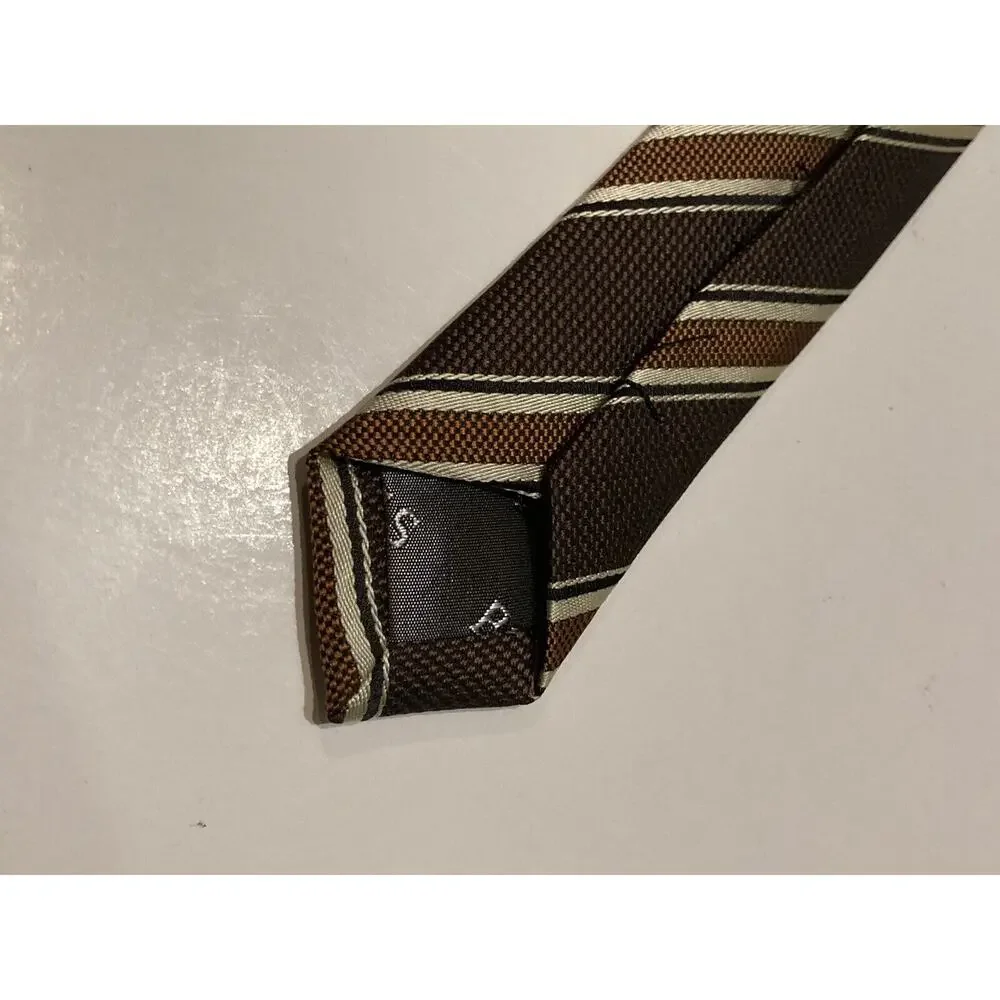Hugo Boss Brown Striped Silk Tie